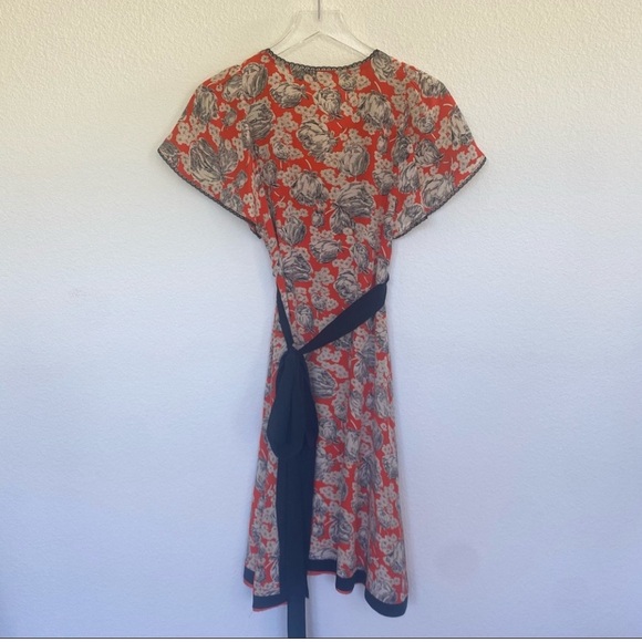 Maeve Chinaberry Silk Orange Floral Print Dress | 4 - Picture 5 of 10